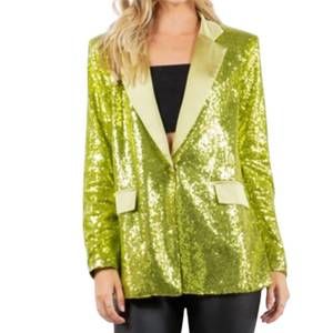 NEW CIRKA oversized sequin blazer in lime green